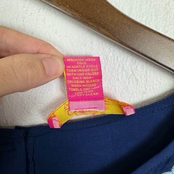 Catherine Malandrino Navy Blue Floral Embroidered Eyelet Scalloped Shift Dress - Picture 9 of 9